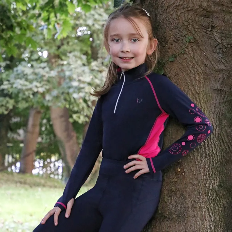 Hy Equestrian DynaMizs Ecliptic Junior Base Layer - Navy/Magenta-2