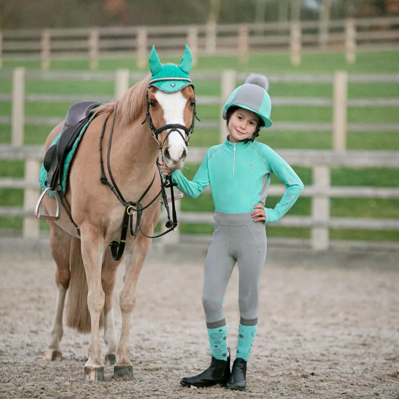 Hy DynaMizs Ecliptic Knee Grip Junior Riding Tights Mint/Grey-2
