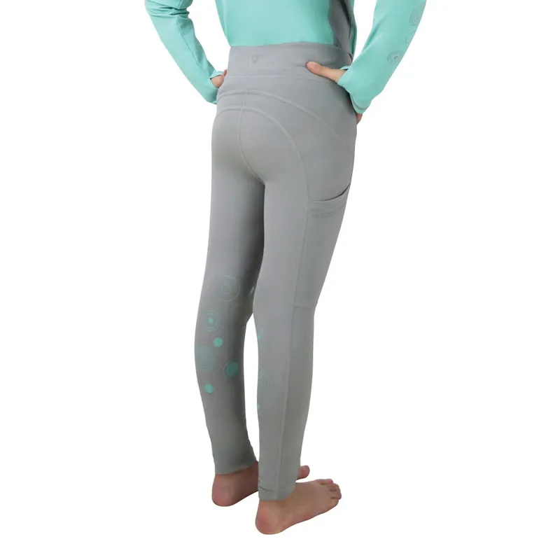 Hy DynaMizs Ecliptic Knee Grip Junior Riding Tights Mint/Grey-1