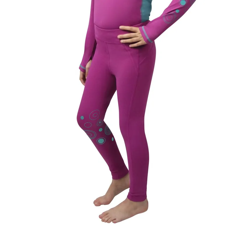 Hy Equestrian DynaMizs Ecliptic Knee Patch Junior Riding Tights - Plum/Teal