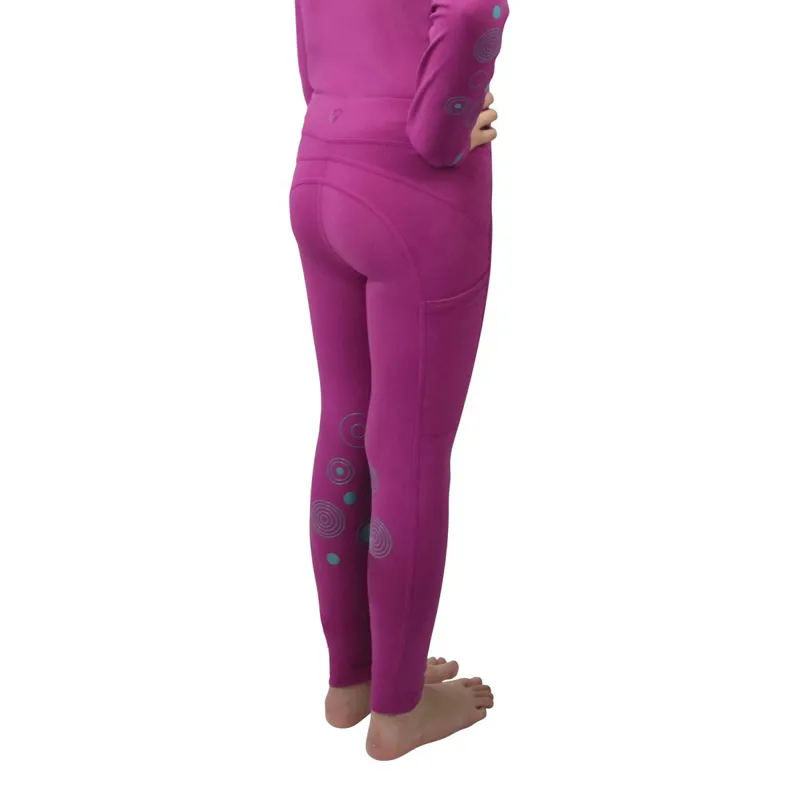 Hy Equestrian DynaMizs Ecliptic Knee Patch Junior Riding Tights - Plum/Teal-1