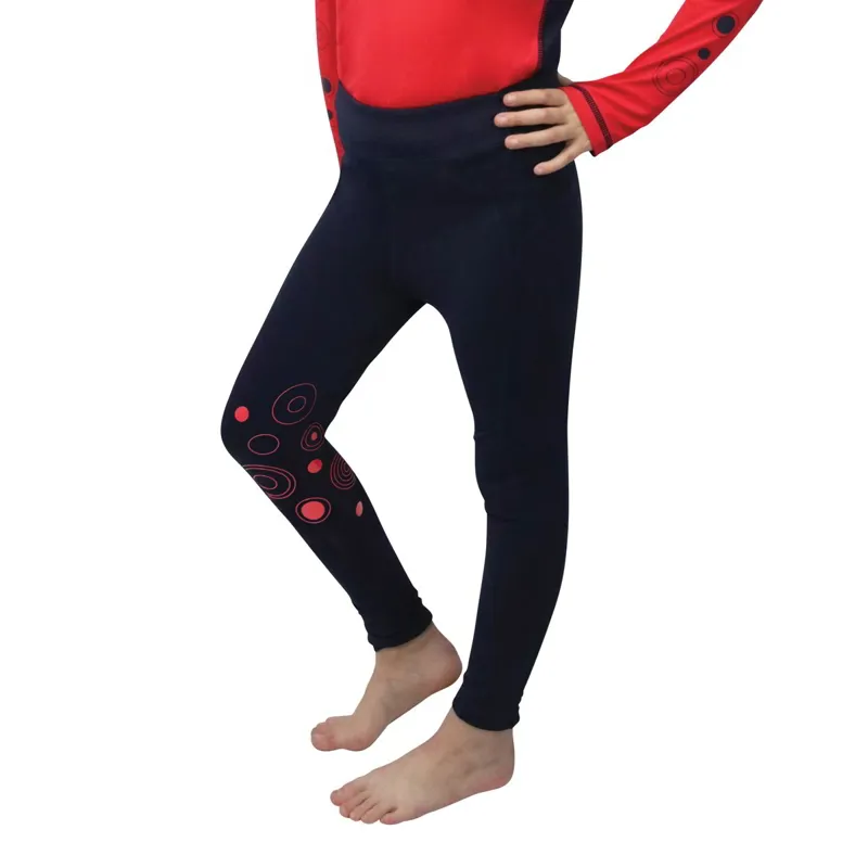 Hy Equestrian DynaMizs Ecliptic Knee Grip Youth Tights - Red/Navy