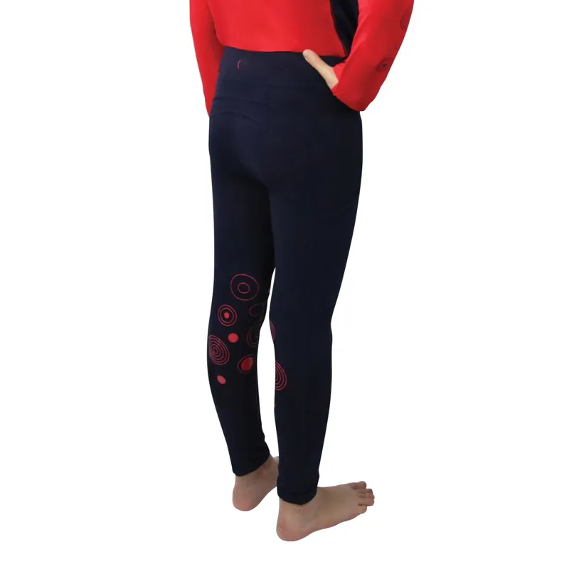 Hy Equestrian DynaMizs Ecliptic Knee Grip Youth Tights - Red/Navy-1