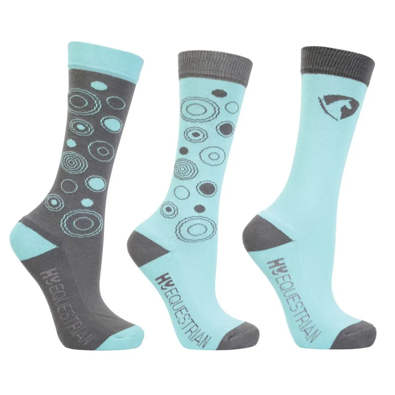 Hy Equestrian DynaMizs Ecliptic Junior Socks - Mint/Grey-1