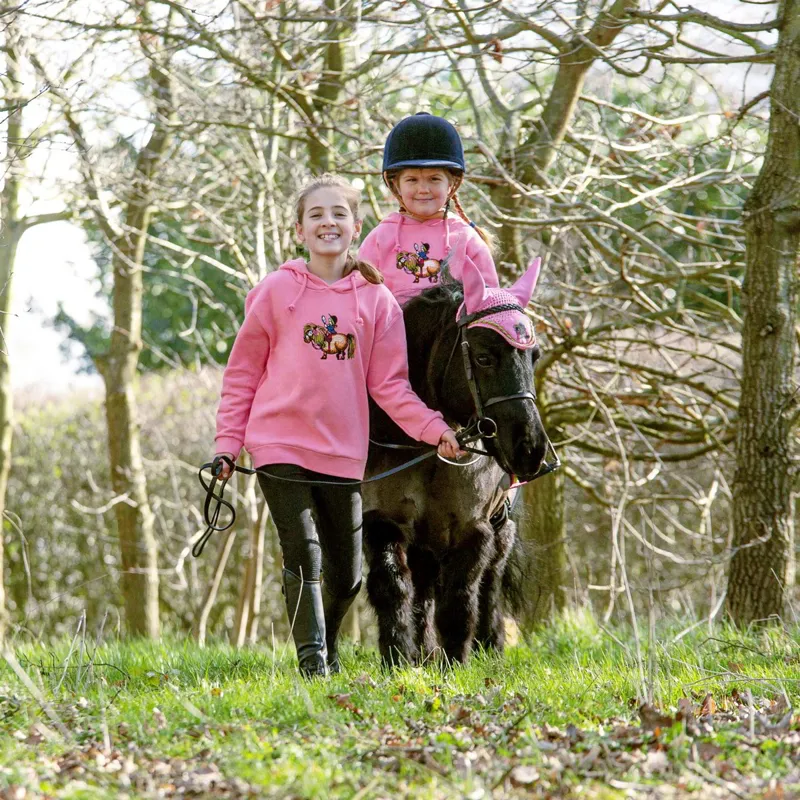 Hy Equestrian Thelwell Collection Fly Bonnet - Thelwell Hugs/Pink/Lime-1
