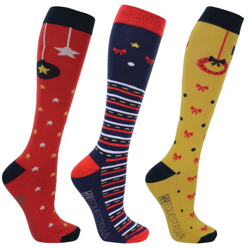 Hy Equestrian Bamboo Christmas Socks 3 Pack - Christmas Decorations