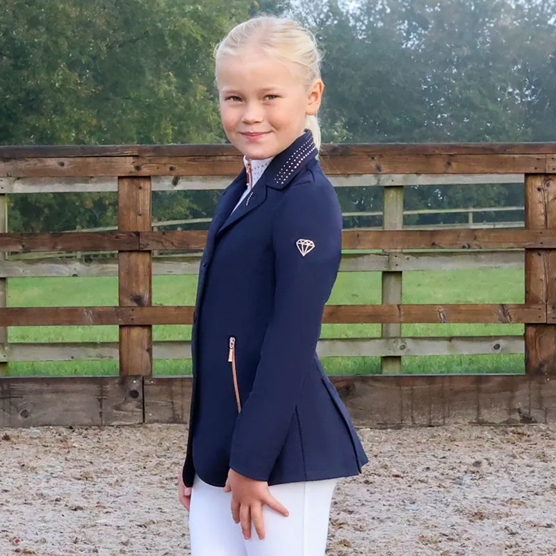 Hy Equestrian Roka Royal Junior Girls Show Coat - Navy-2
