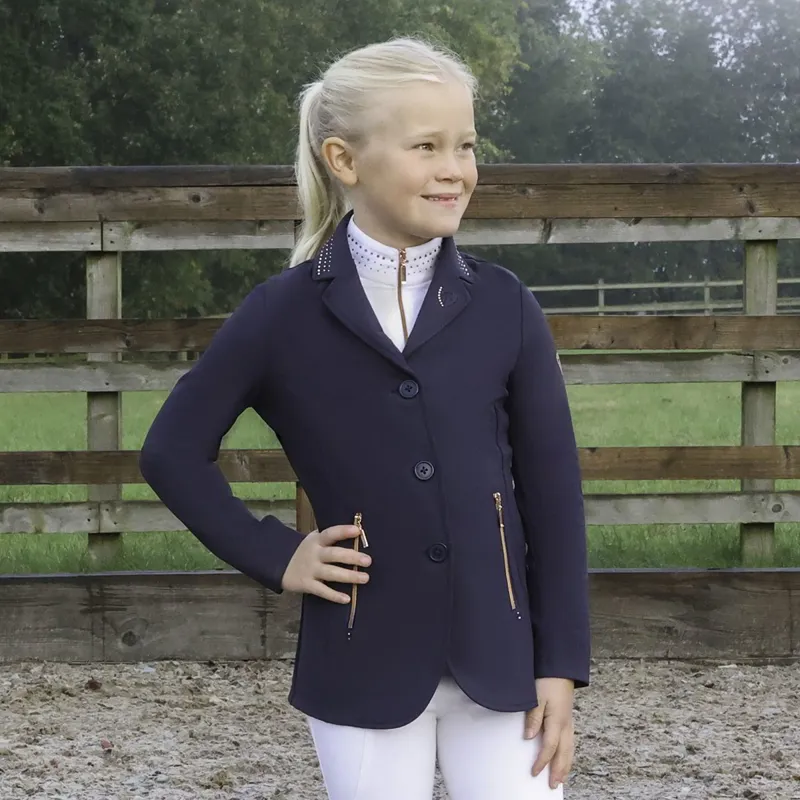 Hy Equestrian Roka Royal Junior Girls Show Coat - Navy-3
