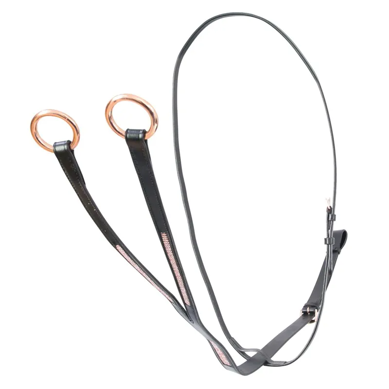 Hy Equestrian Rosciano Crystal Running Martingale - Black/Rose Gold
