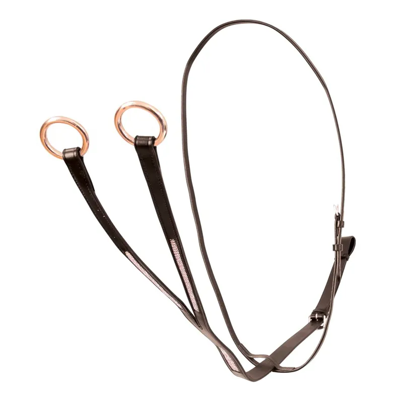 Hy Equestrian Rosciano Crystal Running Martingale - Brown/Rose Gold