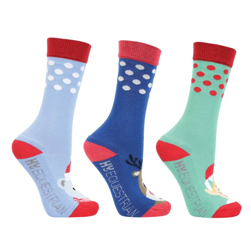 HyFASHION Bamboo Christmas Junior Socks 3 Pack - Christmas Characters-1