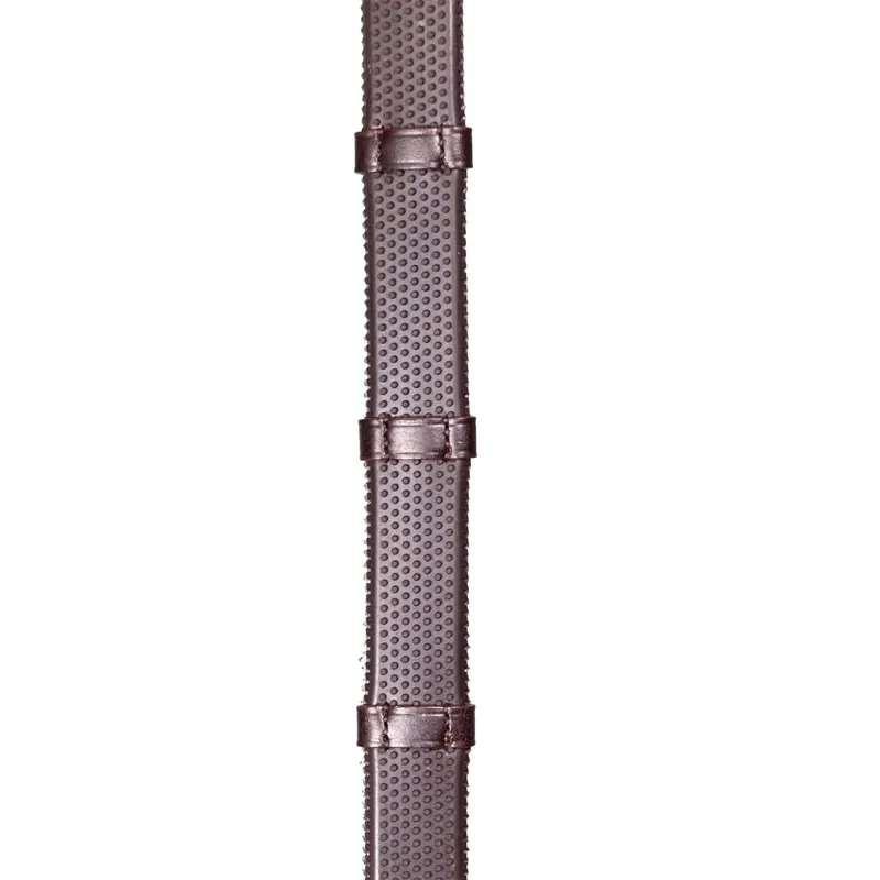 Henry James Small Rubber Hybrid Reins with Stops - Havana Brown