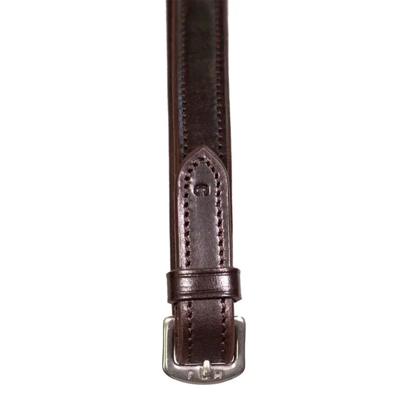 Henry James Small Rubber Hybrid Reins with Stops - Havana Brown-3