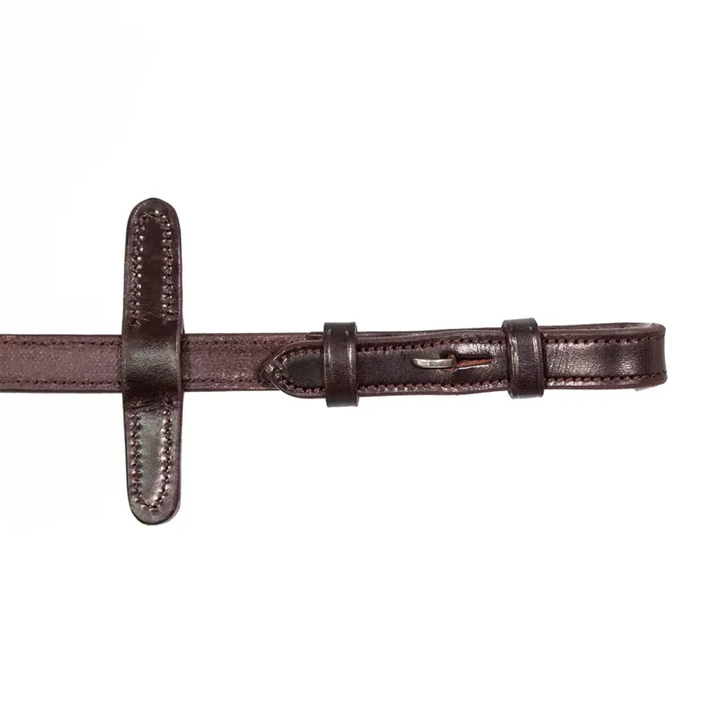 Henry James Small Rubber Hybrid Reins with Stops - Havana Brown-2