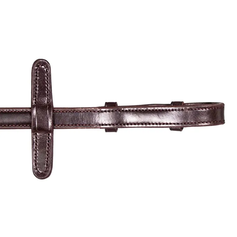 Henry James Small Rubber Hybrid Reins with Stops - Havana Brown-1