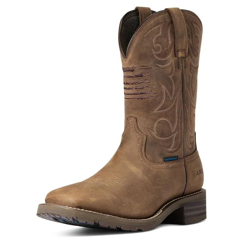 Ariat Hybrid Patriot H2O Men's Western Boots - Distressed Brown