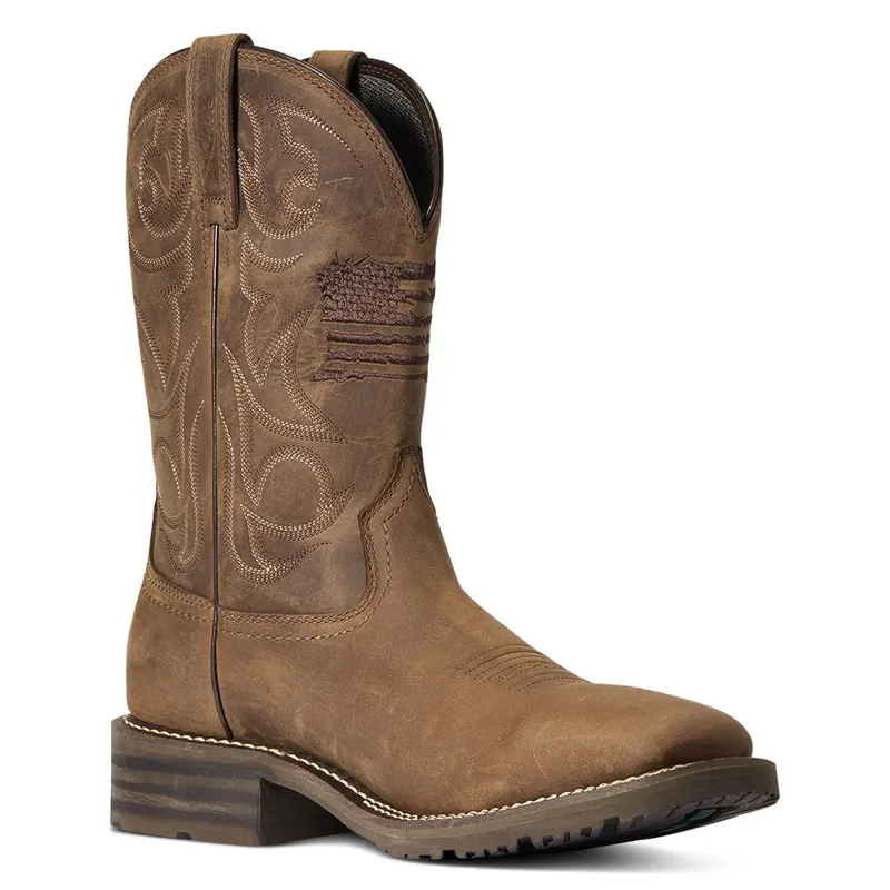 Ariat Hybrid Patriot H2O Men's Western Boots - Distressed Brown-4
