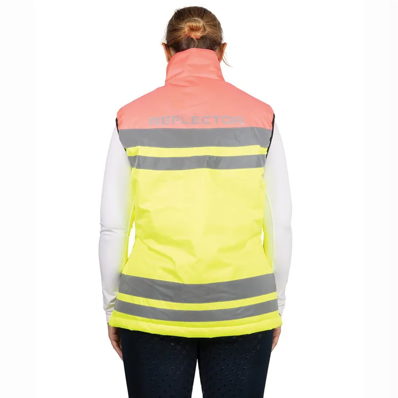 Hy Equestrian Reflector Two Tone Adults Waterproof Vest - Yellow/Pink-1