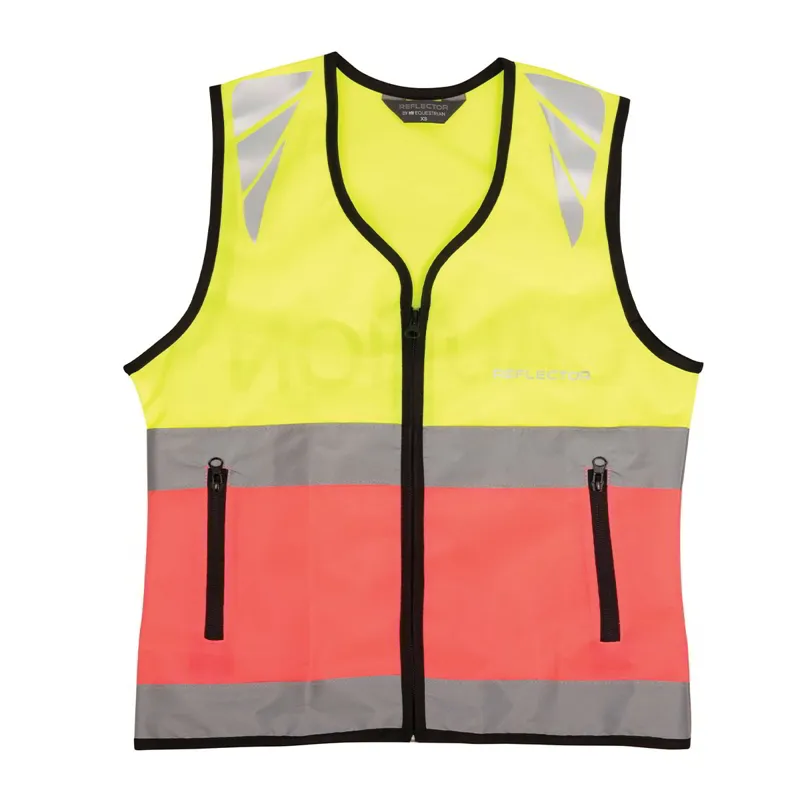 Hy Equestrian Reflector Two Tone Adults Safety Vest - Yellow/Pink