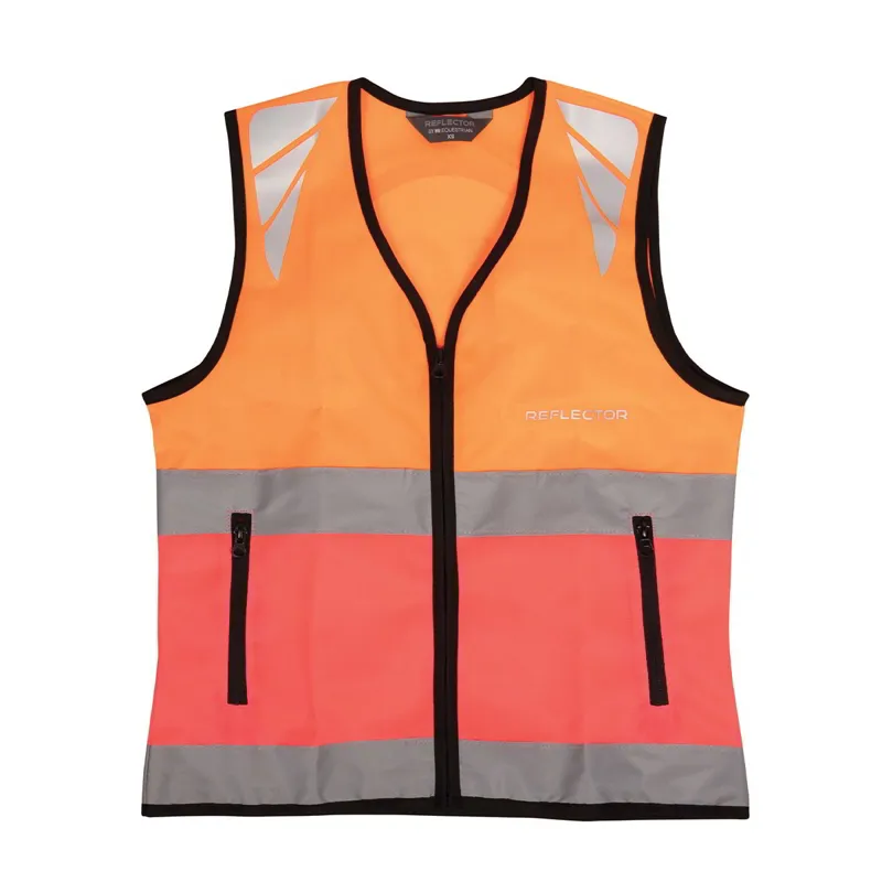 Hy Equestrian Reflector Two Tone Adults Safety Vest - Orange/Pink