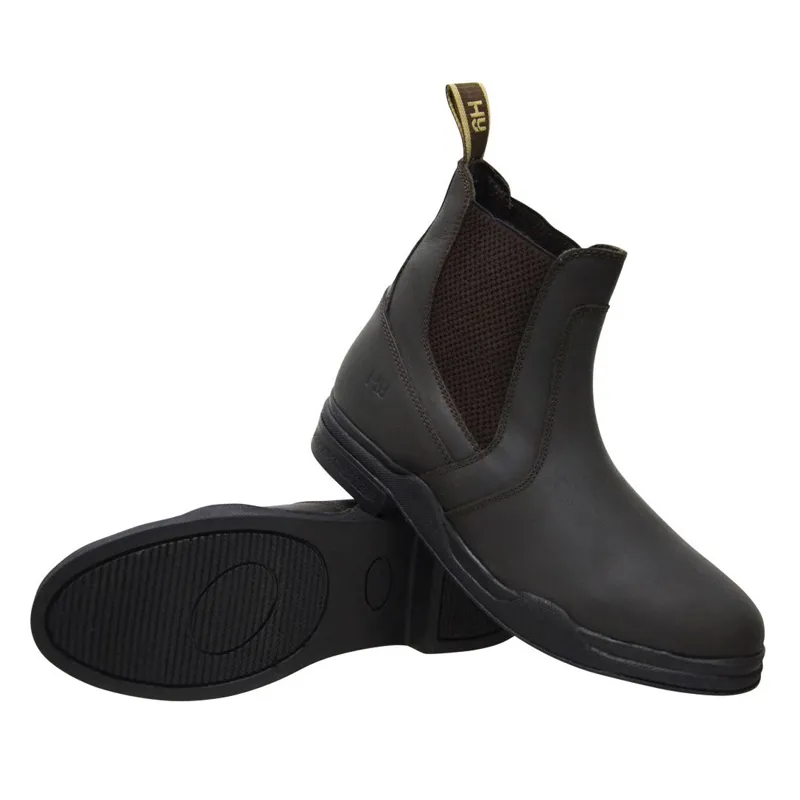 Hy Equestrian Wax Leather Adults Paddock Boots - Brown