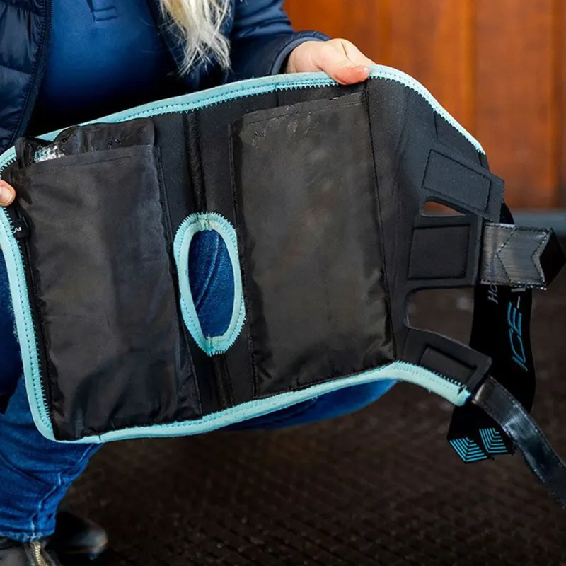 Horseware Ice-Vibe Hock Wraps - Black/Aqua-4