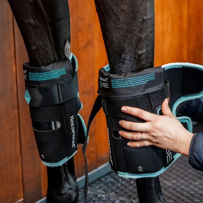 Horseware Ice-Vibe Knee Wraps - Black/Aqua-4