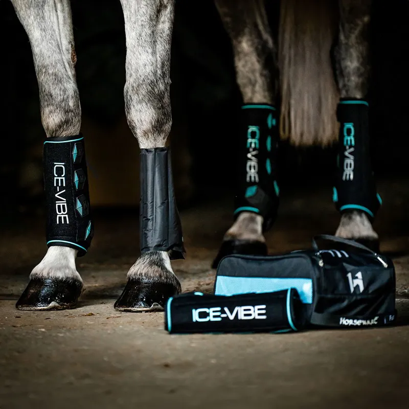 Horseware Ice-Vibe Leg Wraps - Black/Aqua-10
