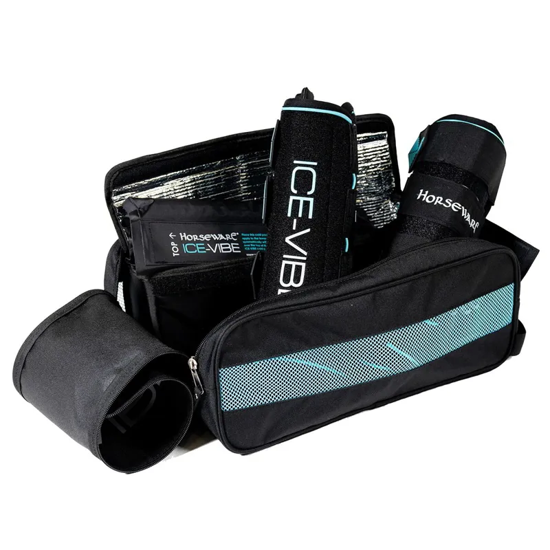 Horseware Ice-Vibe Leg Wraps - Black/Aqua-6