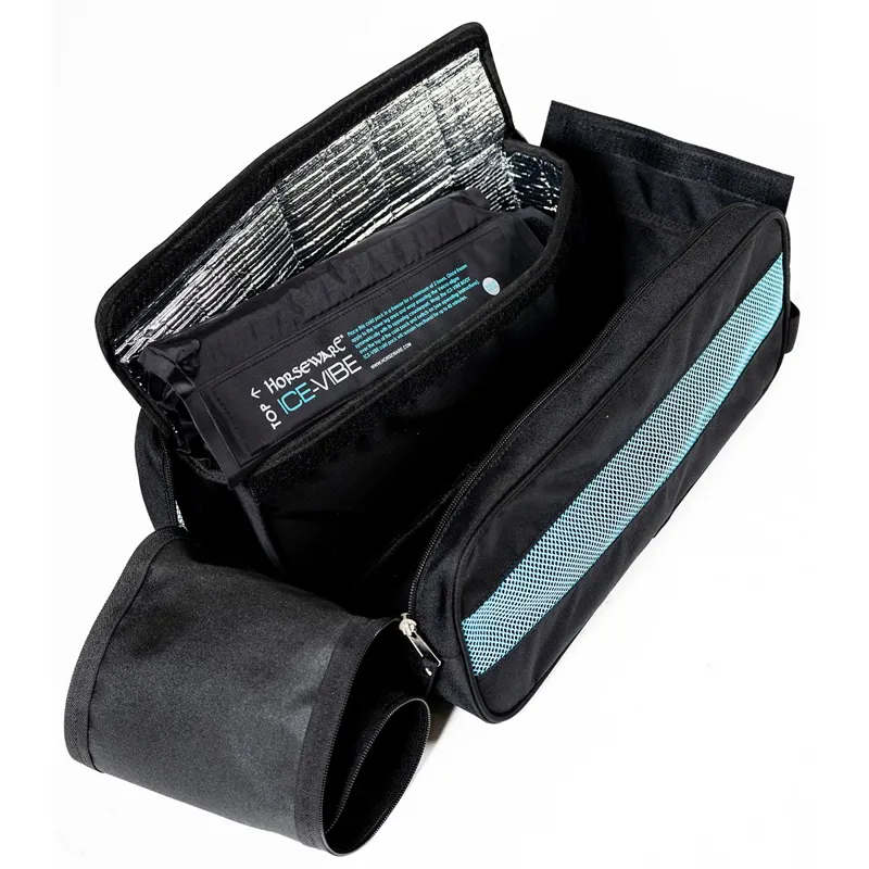 Horseware Ice-Vibe Leg Wraps - Black/Aqua-5