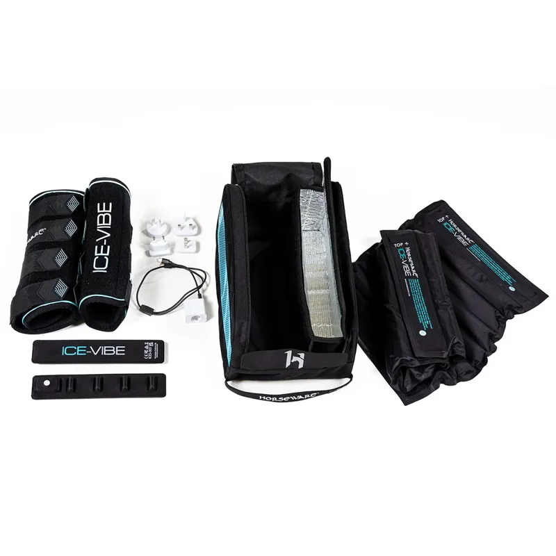 Horseware Ice-Vibe Leg Wraps - Black/Aqua-2