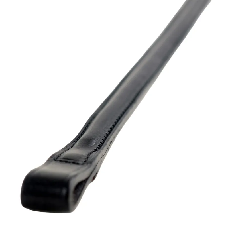 Dever Classic Plain Raised Leather Browband - Black-2