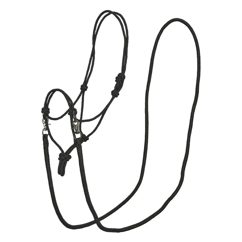 Imperial Riding Free Ride Rope Halter Bridle - Black