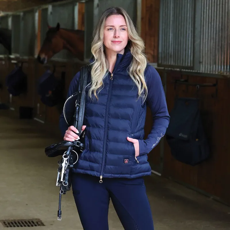 Equetech Inferno Ladies Padded Heated Vest - Navy-3