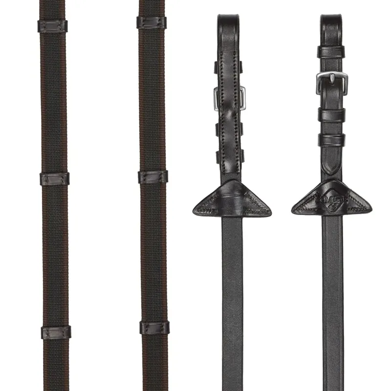 LeMieux Rubber Grip Continental Reins - Brown/Silver