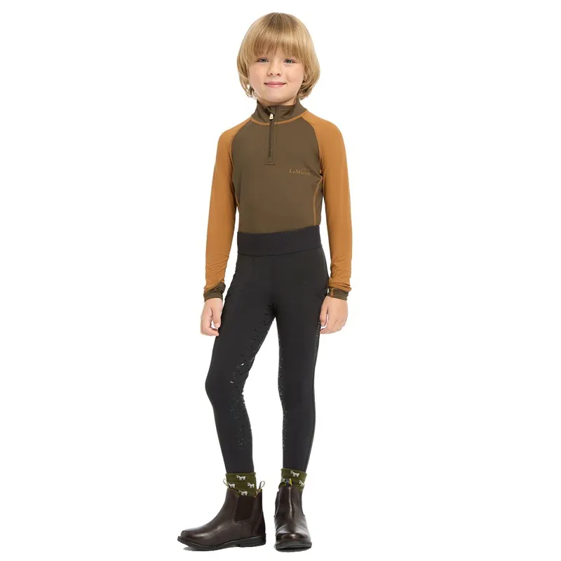 LeMieux Mini Junior Pull On Full Grip Riding Tights - Black-1