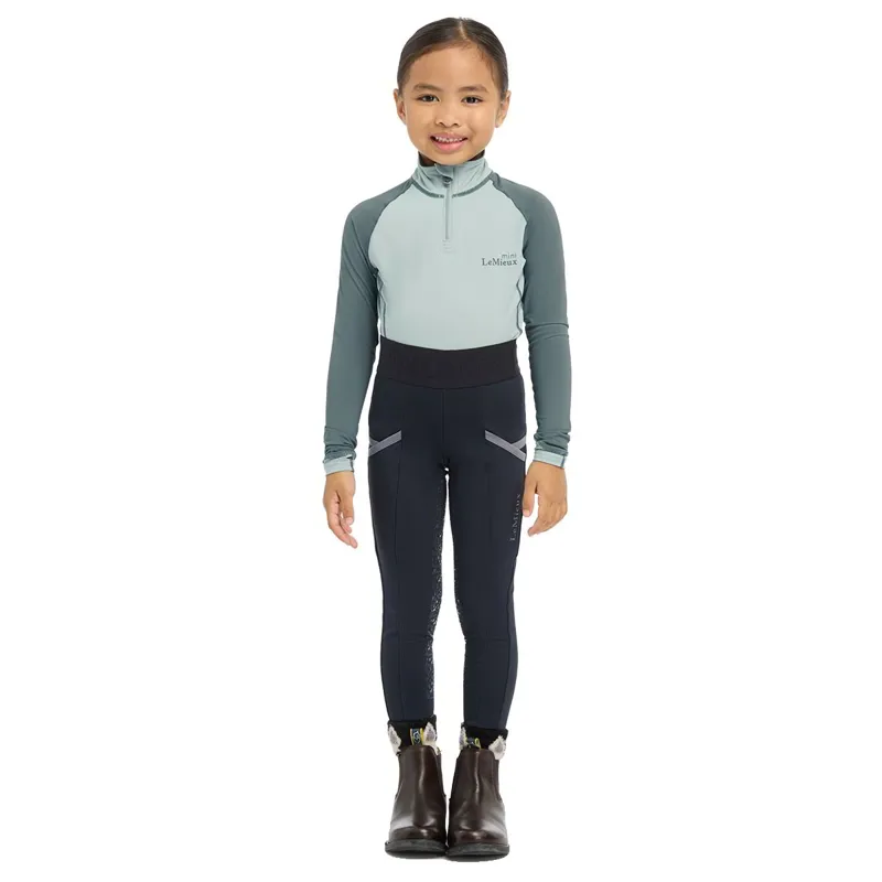 LeMieux Mini Pull On Full Grip Junior Riding Tights - Navy-1