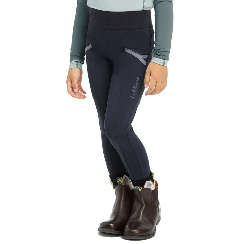 LeMieux Mini Pull On Full Grip Junior Riding Tights - Navy