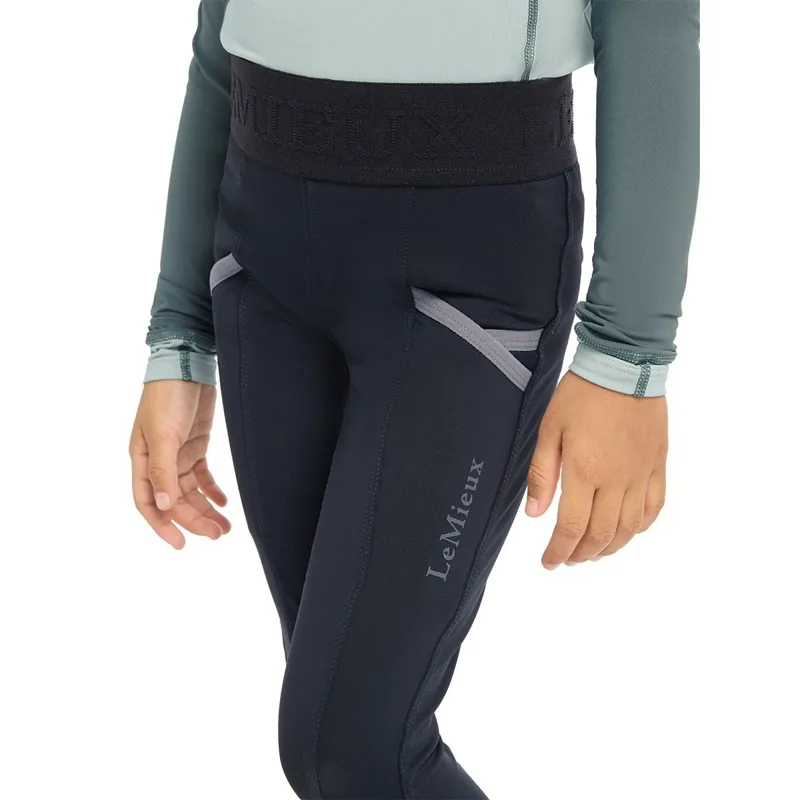 LeMieux Mini Pull On Full Grip Junior Riding Tights - Navy-3