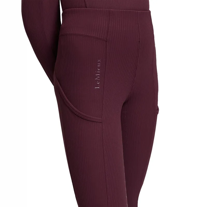 LeMieux Young Rider Orla Ribbed Full Grip Riding Tights - Bramble-3