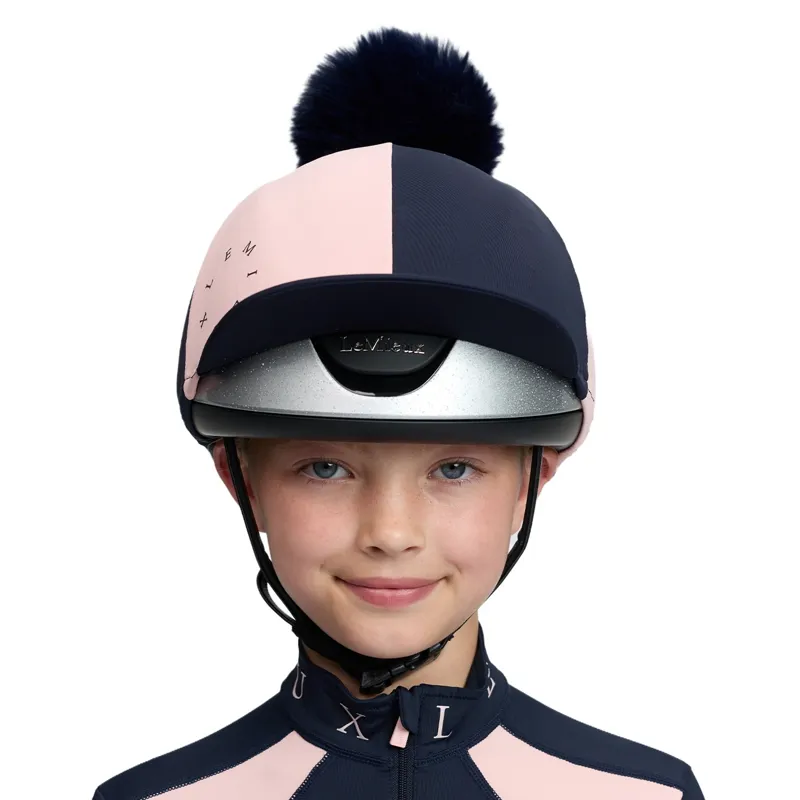 LeMieux Harlequin Helmet Cover - Navy/Petal-2