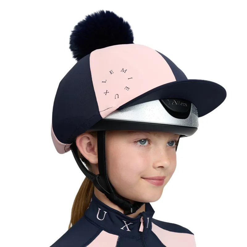 LeMieux Harlequin Helmet Cover - Navy/Petal-1