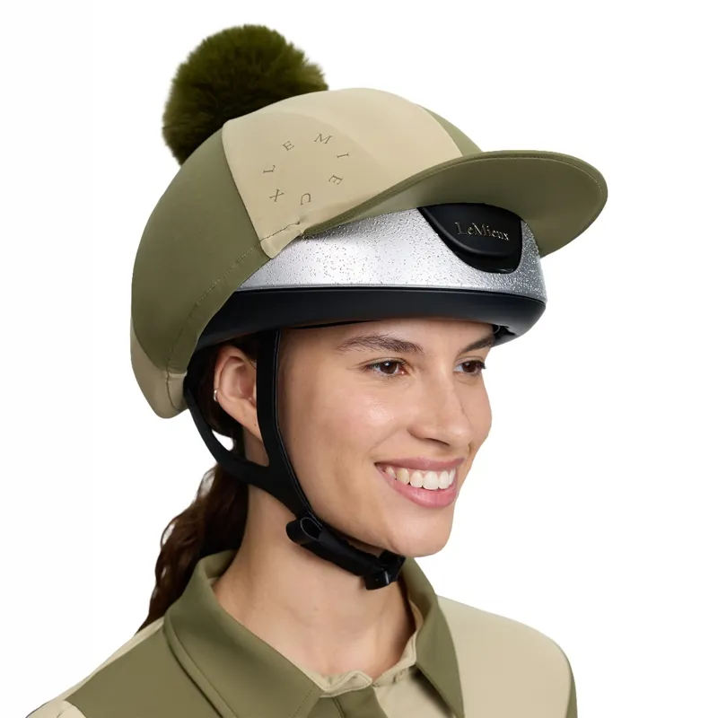 LeMieux Harlequin Helmet Cover - Willow/Pear-1