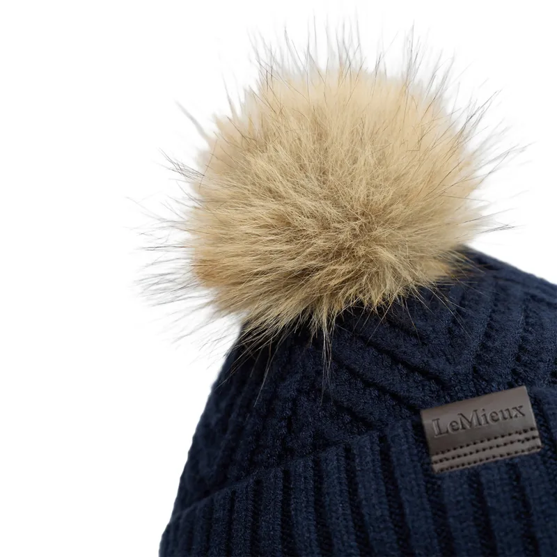LeMieux Mini Double Pom Beanie - Navy-5