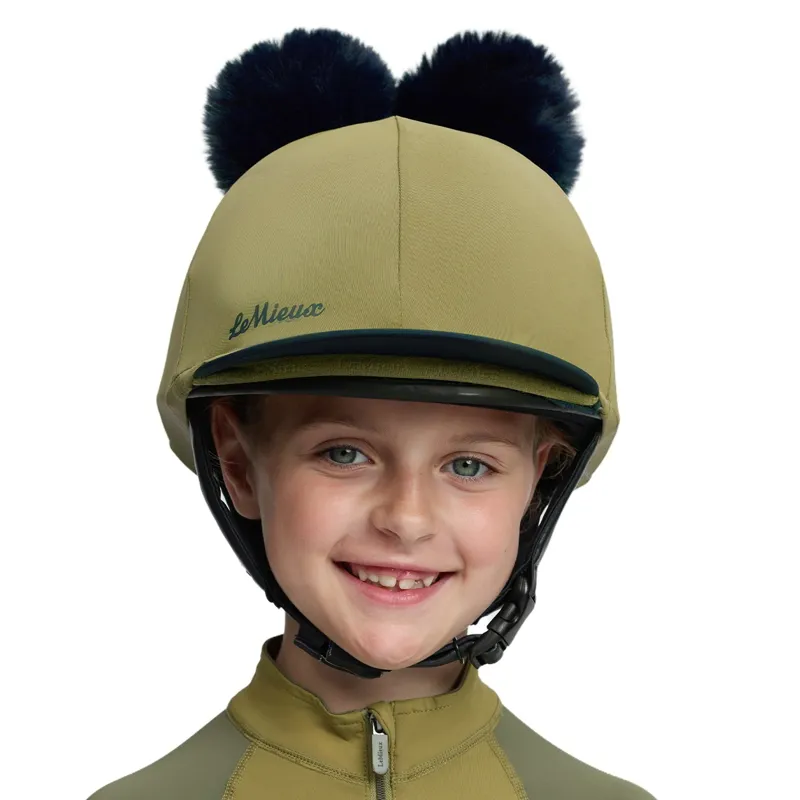 LeMieux Mini Double Pom Helmet Cover - Gooseberry-1