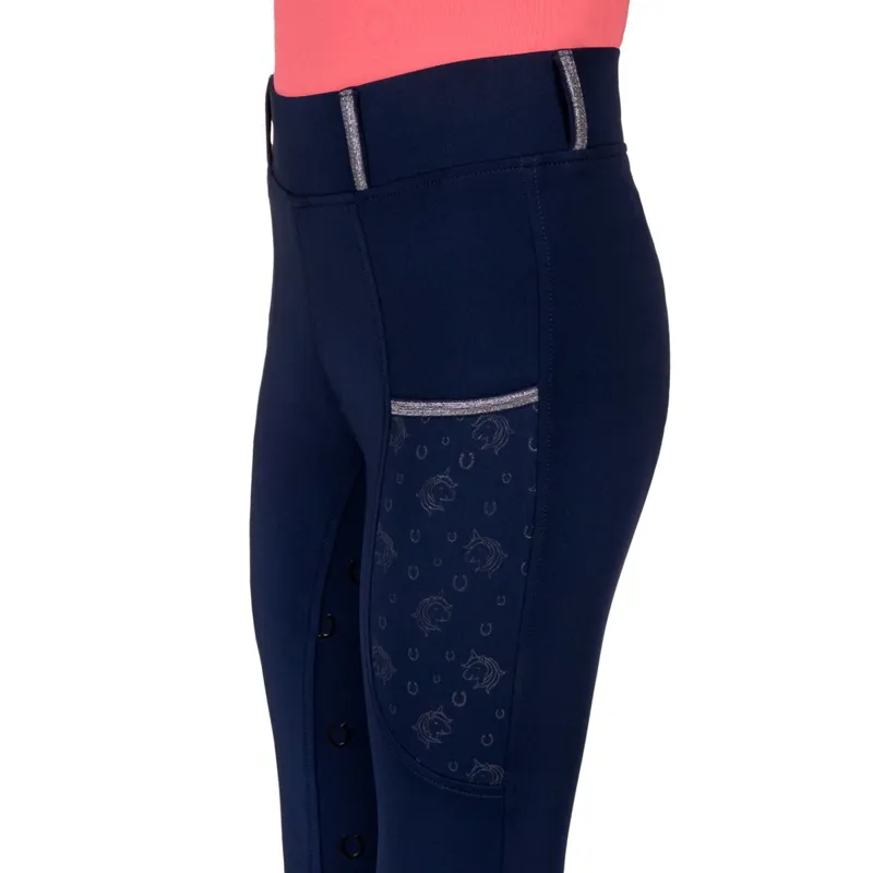 QHP Jaily Full Grip Junior Riding Tights - Evening Blue-4