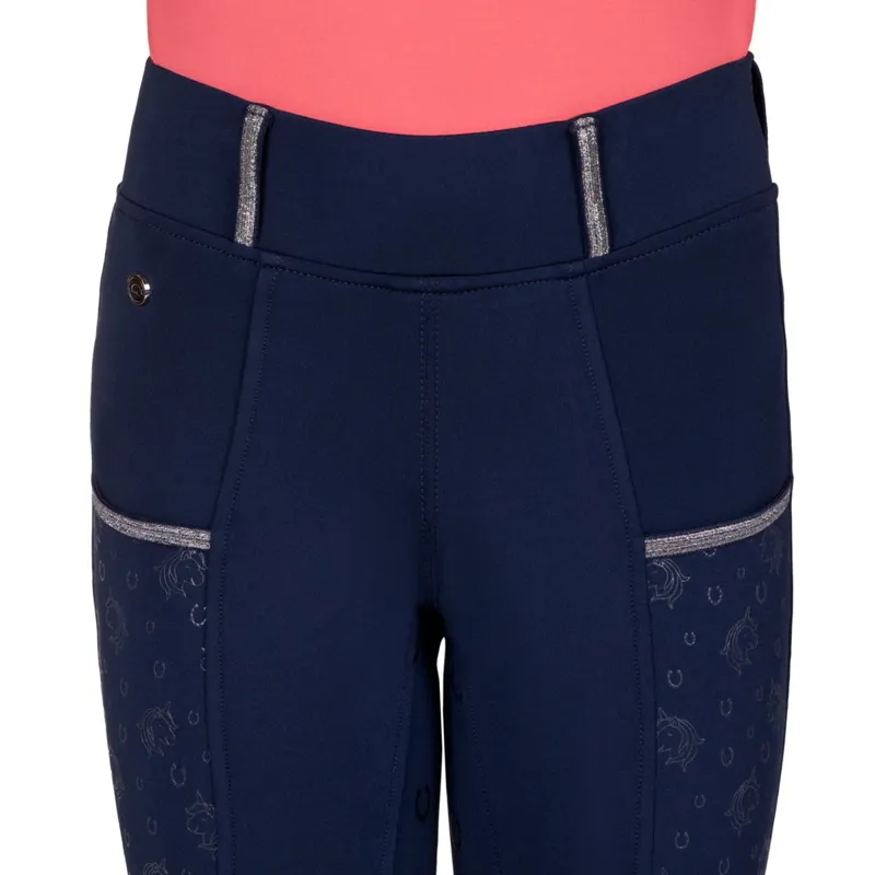 QHP Jaily Full Grip Junior Riding Tights - Evening Blue-3