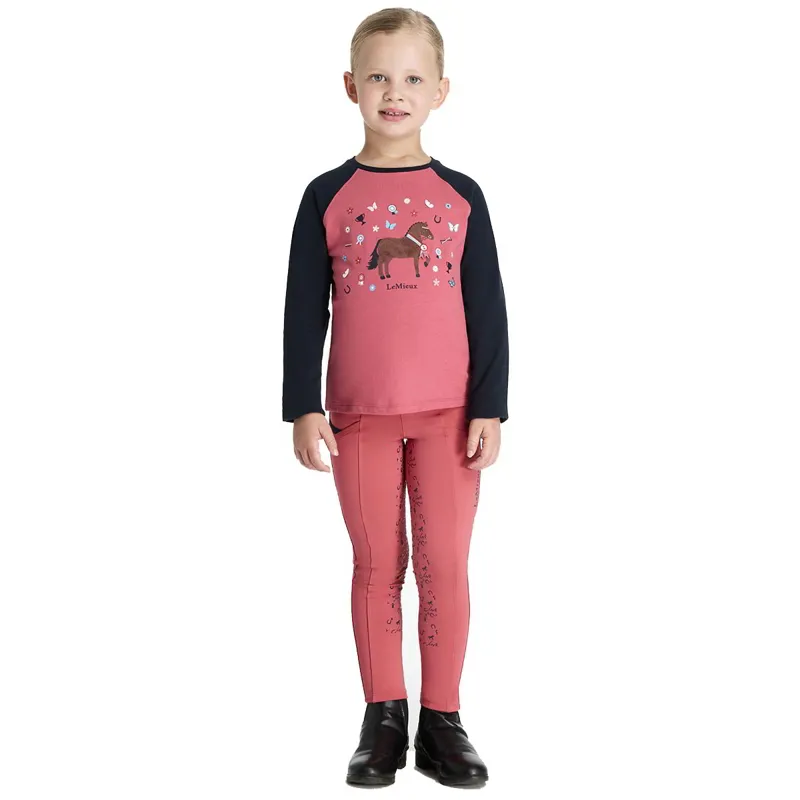 LeMieux Mini Jamie Long Sleeve Junior Top - Cranberry/Dreamer-4