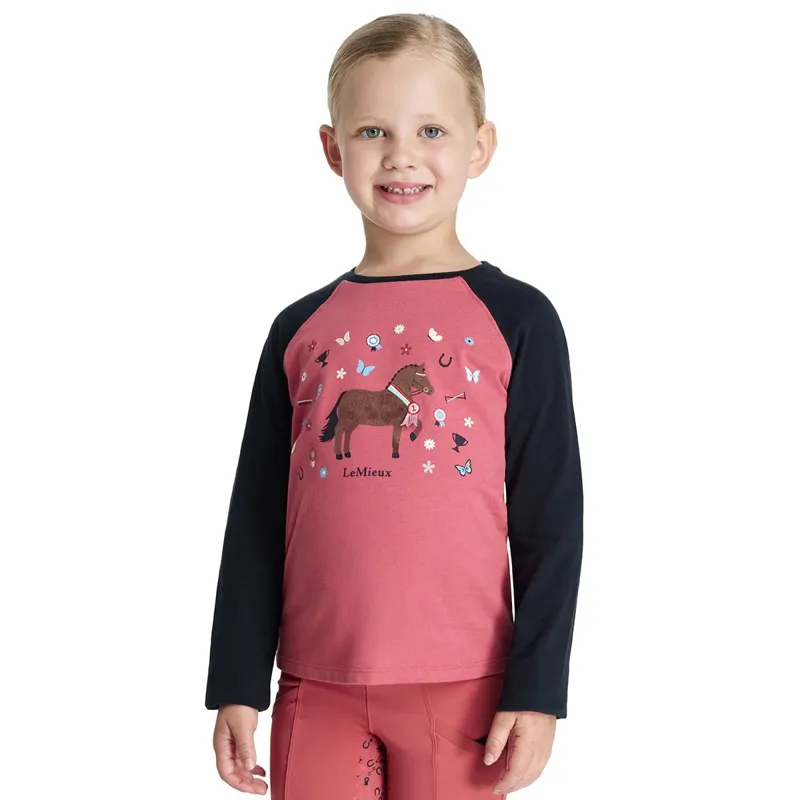 LeMieux Mini Jamie Long Sleeve Junior Top - Cranberry/Dreamer