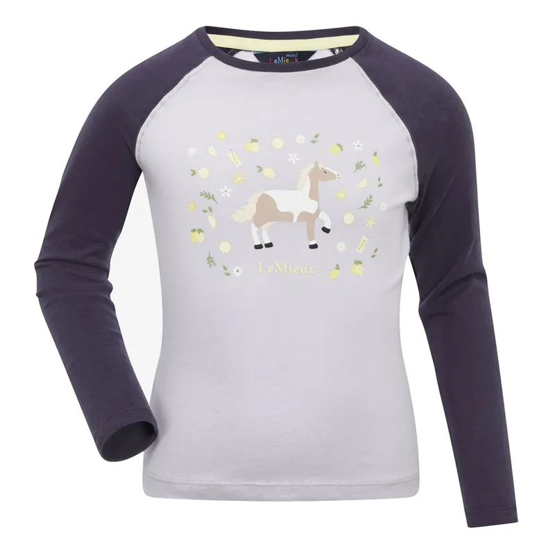 LeMieux Mini Jamie Long Sleeve Junior Top - Lilac/Lemon-2